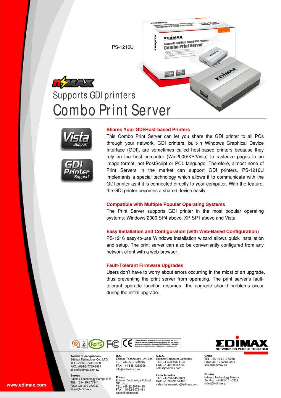 Edimax Ps U Print Server Specifications Manualslib