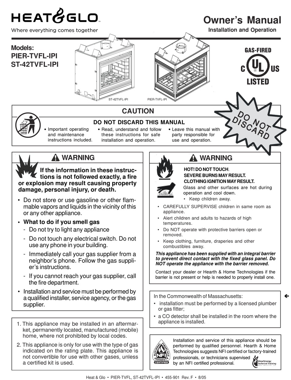 Heat And Glo Gas Fireplace Manual