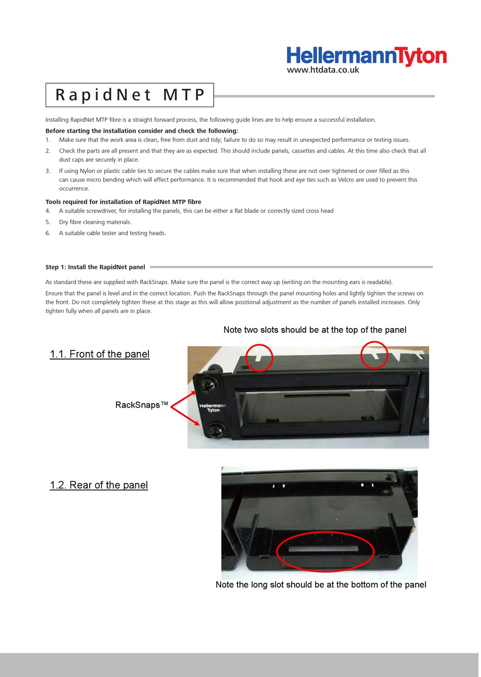 Hellermanntyton Rapidnet Mtp Network Cable User Manual Manualslib