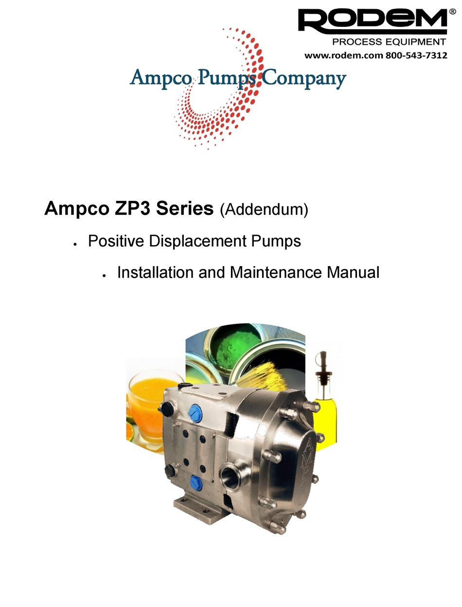 AMPCO PUMPS COMPANY ZP3 SERIES WATER PUMP INSTALLATION AND MAINTENANCE