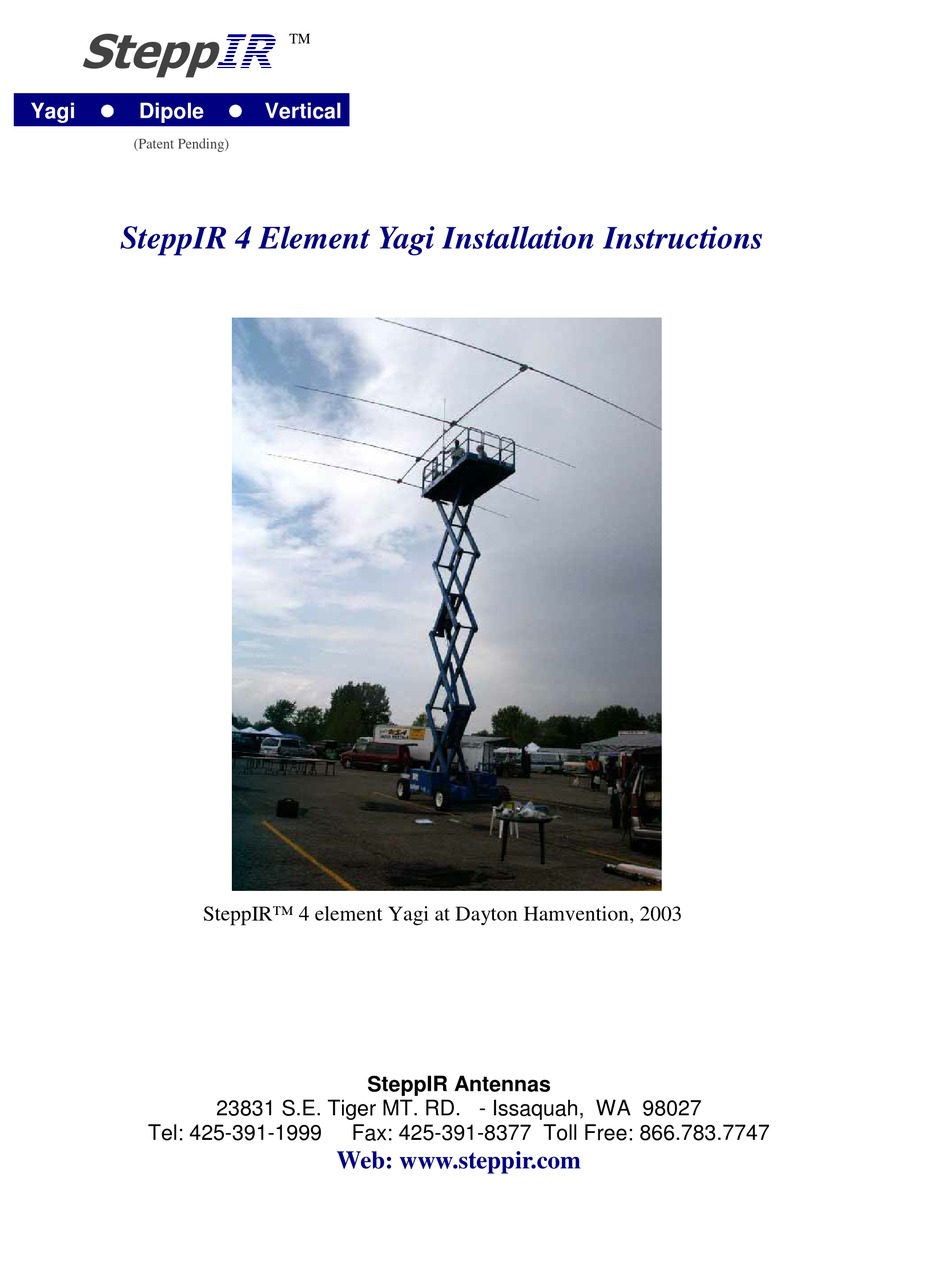 Steppir Element Yagi Antenna Installation Instructions Manual