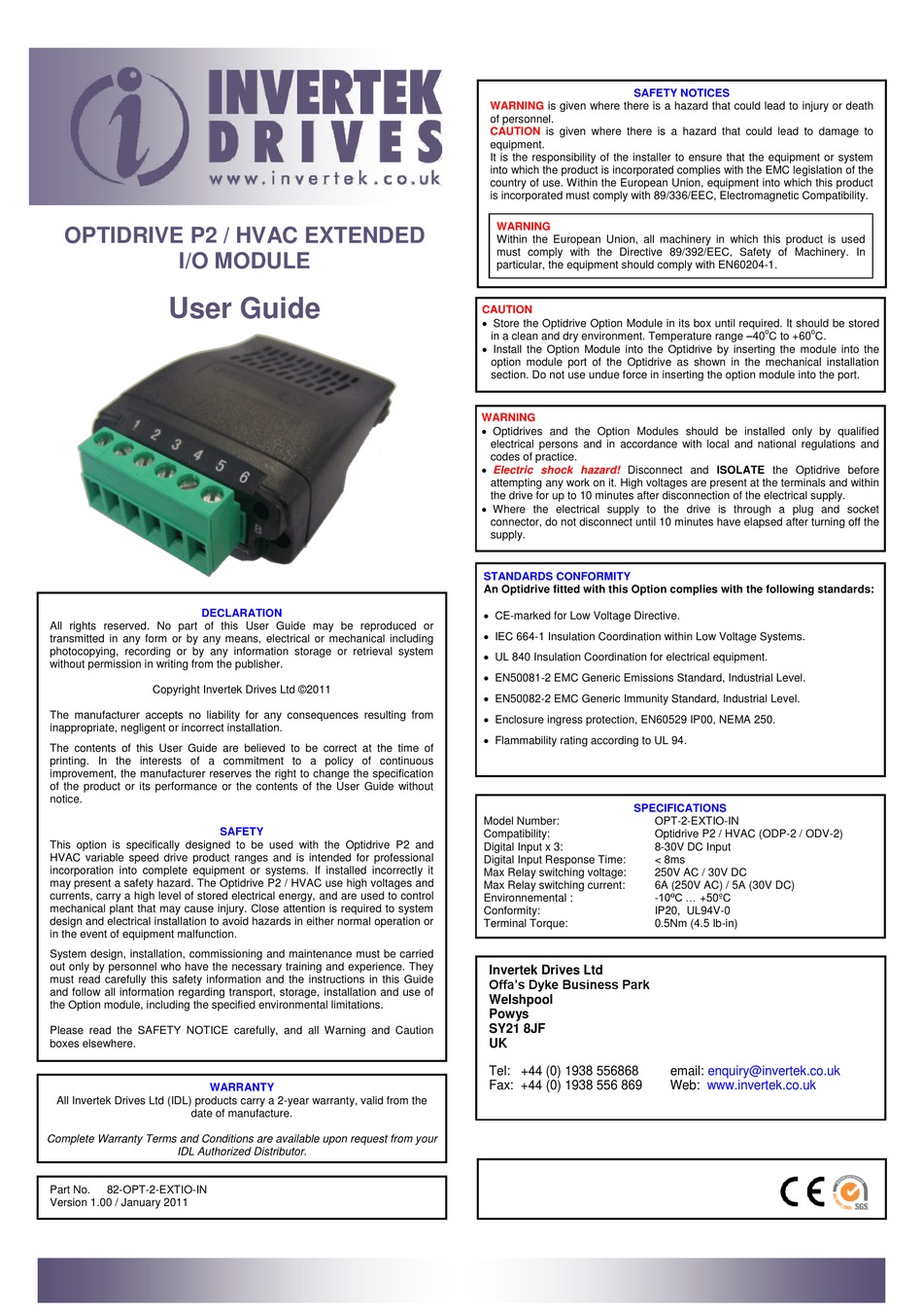 Invertek Optidrive E3 Manual Español