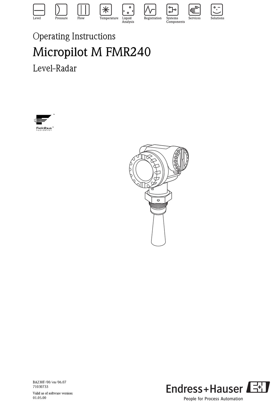 Endress Hauser Micropilot M Fmr Operating Instructions Manual Pdf