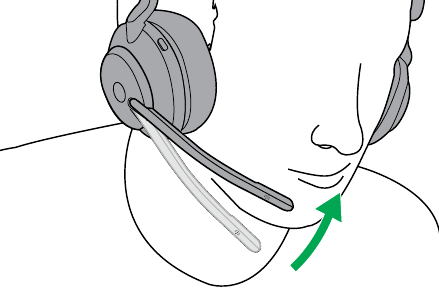 Jabra - Evolve2 65 - When using the microphone, it should be positioned close to your mouth. When using the microphone, it should be positioned close to your mouth.