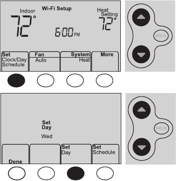 Honeywell - RTH6500WF - Setting the time and day Setting the time and day