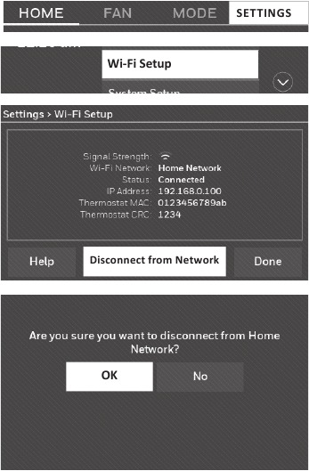 Honeywell - RTH9585WF1004 - Disconnecting your Wi-Fi network Disconnecting your Wi-Fi network
