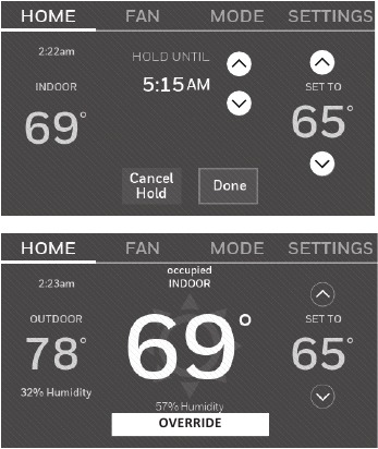 Honeywell - RTH9585WF1004 - Overriding schedules: business use Overriding schedules: business use