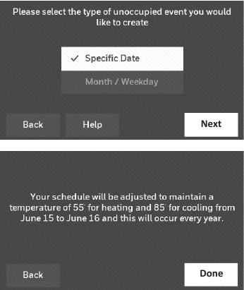 Honeywell - RTH9585WF1004 - Setting custom events: business use Step 2 Setting custom events: business use Step 2