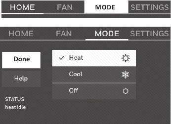Honeywell - RTH9585WF1004 - Setting system mode Setting system mode