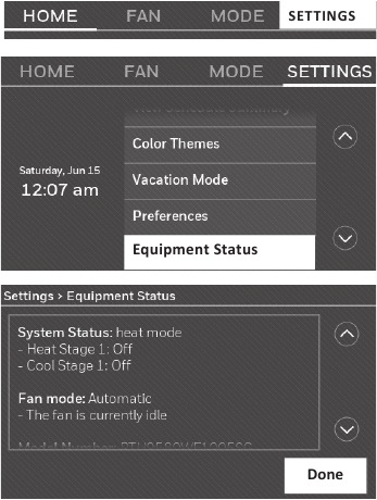 Honeywell - RTH9585WF1004 - Viewing equipment status Viewing equipment status