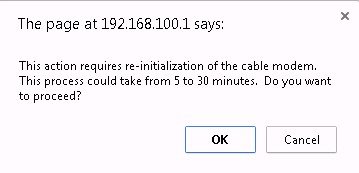 Arris - SB6183 - Reset the SB6183 configuration settings Step 2 Reset the SB6183 configuration settings Step 2