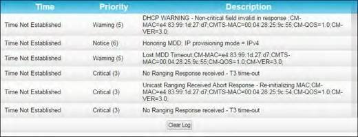 Arris - SB6183 - View the SB6183 event log View the SB6183 event log
