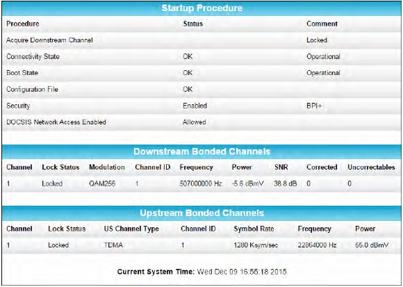 Arris - SB6183 - View the SB6183 network connection status View the SB6183 network connection status