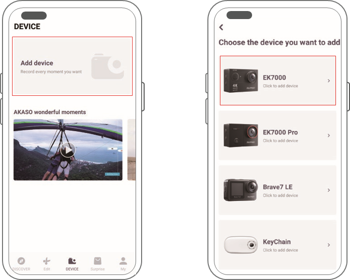 Akaso - EK7000 - CONNECTING TO THE APP CONNECTING TO THE APP