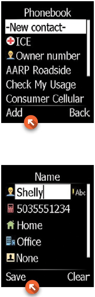 Consumer Cellular - DORO PhoneEasy 626 - ADDING A CONTACT ADDING A CONTACT