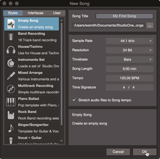 PRESONUS - Quantum 2626 - Creating a New Song Step 2 Creating a New Song Step 2