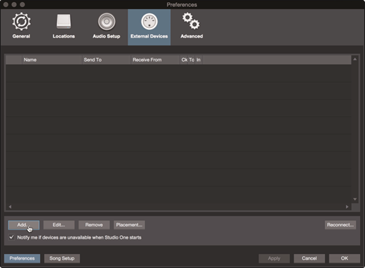PRESONUS - Quantum 2626 - Setting up an external MIDI keyboard controller from the Start page Step 2 Setting up an external MIDI keyboard controller from the Start page Step 2