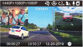 Vantrue - OnDash N4 - Front Camera Bigger Front Camera Bigger