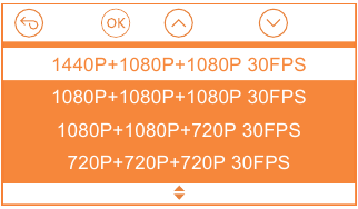 Vantrue - OnDash N4 - Switch Recording Mode/Resolution Front+Cabin+Rear Mode Step 2 Switch Recording Mode/Resolution Front+Cabin+Rear Mode Step 2