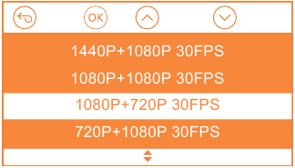 Vantrue - OnDash N4 - Switch Recording Mode/Resolution Front+Rear Mode Step 2 Switch Recording Mode/Resolution Front+Rear Mode Step 2