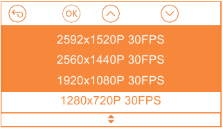 Vantrue - OnDash N4 - Switch Recording Mode/Resolution Front Mode Step 2 Switch Recording Mode/Resolution Front Mode Step 2