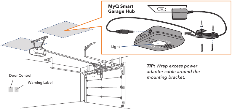 Chamberlain - Smart Garage MYQ-G0301 - Mount the MyQ Smart Garage Hub Mount the MyQ Smart Garage Hub