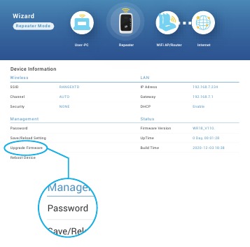 RANGEXTD - Wi-Fi Range Extender - Firmware Upgrade Step 1 Firmware Upgrade Step 1