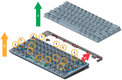 Corsair - K70 PRO MINI - Battery Removal Step 1 Battery Removal Step 1