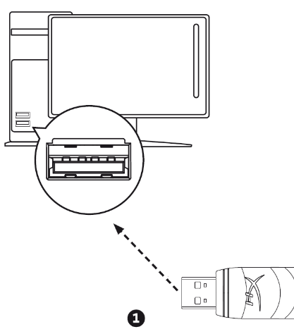 HYPERX - Cloud Stinger Wireless HX-HSCSW-BK - Using with PC Step 1 Using with PC Step 1