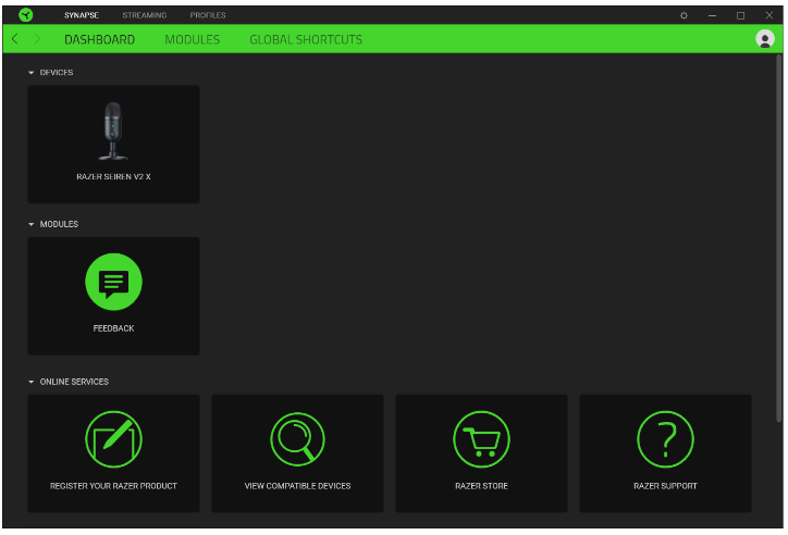Razer - Seiren V2 X - Dashboard Dashboard