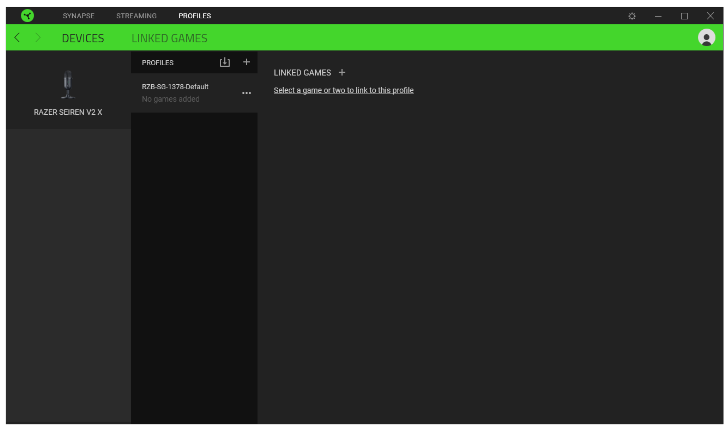 Razer - Seiren V2 X - PROFILES TAB PROFILES TAB