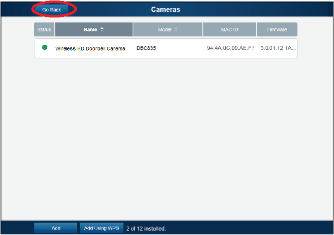 ADT - Pulse DBC845 - Using WPS with PIN - Clicking Go Back Button - Step 7 Using WPS with PIN - Clicking Go Back Button - Step 7