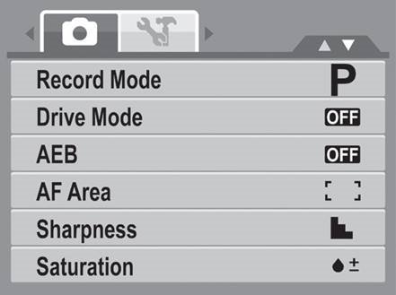 AgfaPhoto - OPTIMA 1 - Using the Record Menu Using the Record Menu