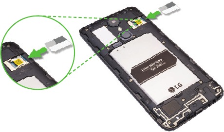 LG - Fortune 2 - Inserting the Battery and the Cards - Step 2 Inserting the Battery and the Cards - Step 2