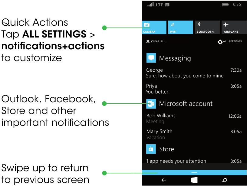 Nokia - Lumia 635 - Action Center Action Center