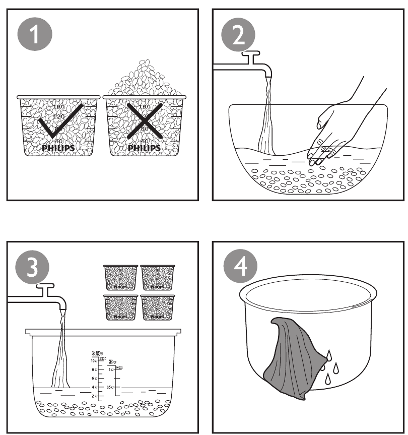 PHILIPS - HD3031 - Using the fuzzy rice cooker - Step 1 Using the fuzzy rice cooker - Step 1