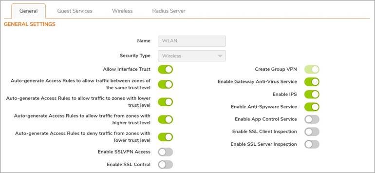 SonicWALL - SonicWave 641 - Configuring the WLAN Zone Configuring the WLAN Zone