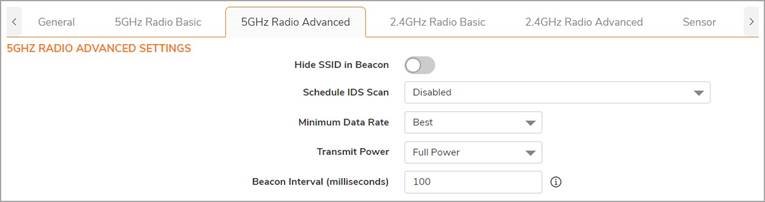 SonicWALL - SonicWave 641 - Radio Advanced Settings Radio Advanced Settings