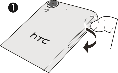 HTC - Desire 530 - Insert the nano SIM and microSD cards - Step 1 Insert the nano SIM and microSD cards - Step 1