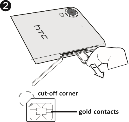 HTC - Desire 530 - Insert the nano SIM and microSD cards - Step 2 Insert the nano SIM and microSD cards - Step 2