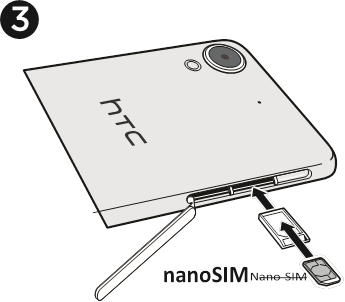 HTC - Desire 530 - Insert the nano SIM and microSD cards - Step 3 Insert the nano SIM and microSD cards - Step 3