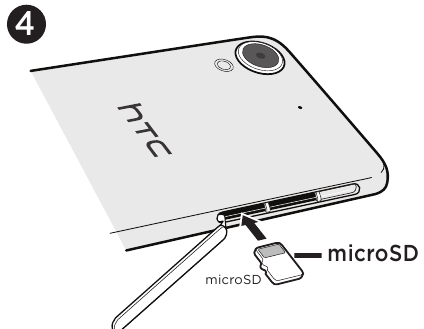 HTC - Desire 530 - Insert the nano SIM and microSD cards - Step 4 Insert the nano SIM and microSD cards - Step 4