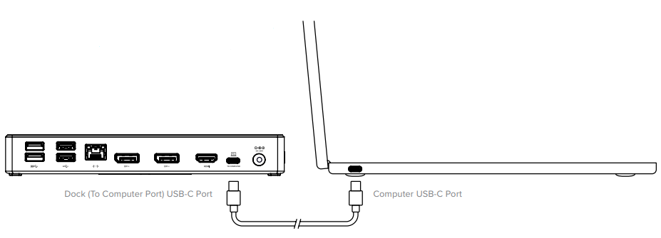 Alogic - DUCMA3 - Connecting the dock to the laptop - Connect via usb-c Connecting the dock to the laptop - Connect via usb-c