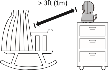 VTech - RM5754HD - Place the camera unit more than 3 feet (1 meter) away from your baby. Place the camera unit more than 3 feet (1 meter) away from your baby.