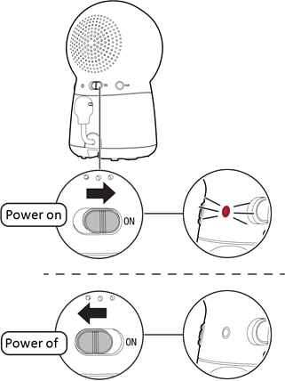 VTech - RM5754HD - Slide the switch to ON to power on your camera unit. Slide the switch to ON to power on your camera unit.