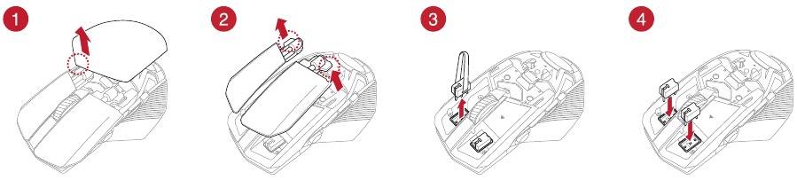 ASUS - ROG CHAKRAM X - Replacing the switches - Diagram Replacing the switches - Diagram