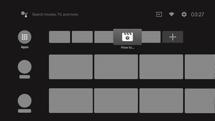 Philips - 5604 Series - Add channels - Step 1 - Apps row Menu Add channels - Step 1 - Apps row Menu