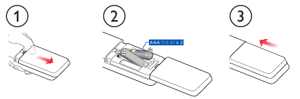 Philips - 5604 Series - Using the remote - Installing battaries Using the remote - Installing battaries