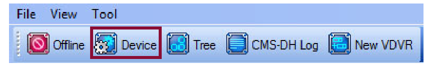 Digimerge - DH200+ Series - To add a DVR to CMS-DH: Click Device To add a DVR to CMS-DH: Click Device