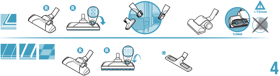 Electrolux - CompactGo Cyclonic - Recommended nozzle usage Recommended nozzle usage